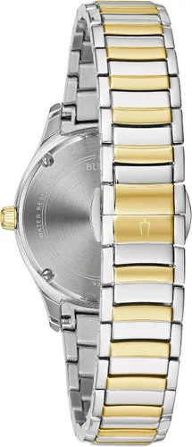 Vista 3 de Bulova Ladies' Classic Diamond 3-Hand Quartz Stainless Steel Watch, 16 Diamonds, Mother-of-Pearl Dial, Curved Mineral Crystal
