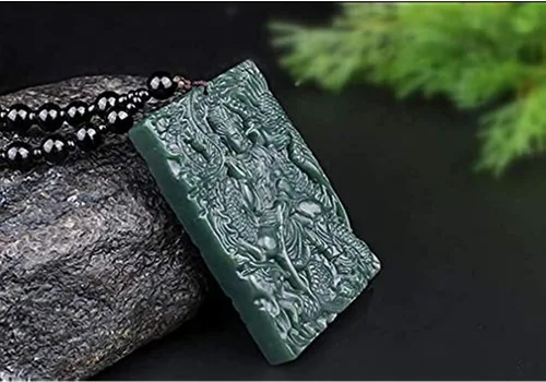 Vista 4 de Collares para mujer, collares para hombre, escultura manual fina y natural, verde, jade gguan, yin, kwan-yin, buda guanyin, collar con colgante
