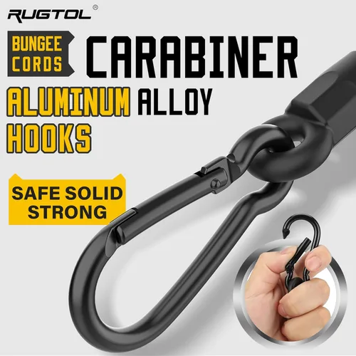 Vista 4 de Cuerdas elásticas con ganchos, cuerdas elásticas de servicio pesado de 8 pulgadas de largo con clip de mosquetón para exteriores, cuerda elástica