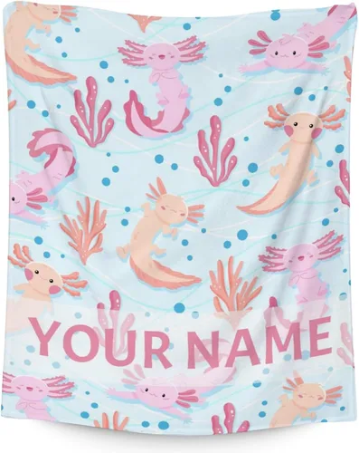 Vista 22 de Axolotl - Manta de regalo de 30 x 40 pulgadas, bonita manta para niñas, mantas suaves y peludas azules para sofá y oficina