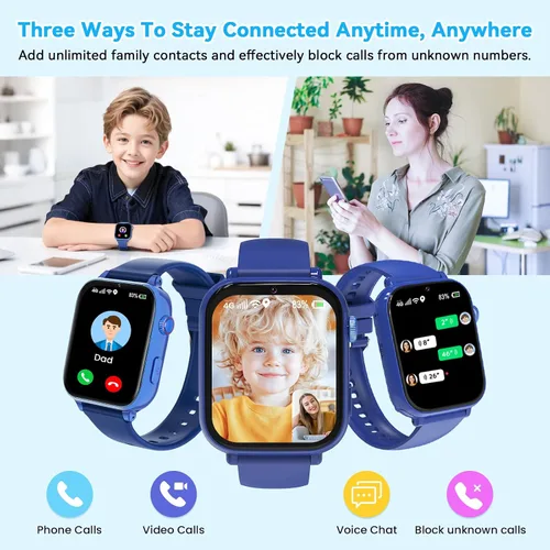 Vista 5 de Reloj inteligente 4G para niños, reloj inteligente para niños y niñas de 4 a 12 años con llamadas, SOS, controles parentales, juegos, cámara