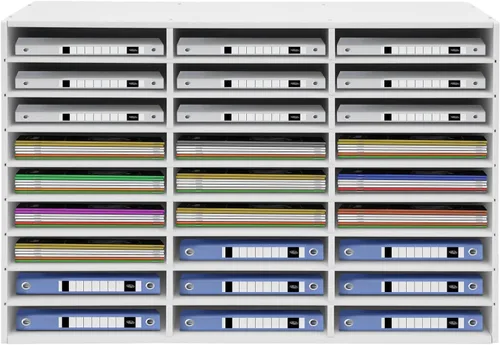 Vista 10 de Organizador de literatura ajustable, clasificador de archivos de escritorio, 27 ranuras, centro de correo, gabinete de almacenamiento de papel