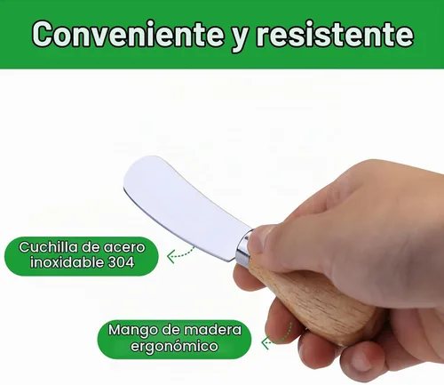Vista 3 de 10 cuchillos esparcidores de queso, mini esparcidor de mantequilla con mango de madera, juego de cuchillos de queso de acero inoxidable para tabla