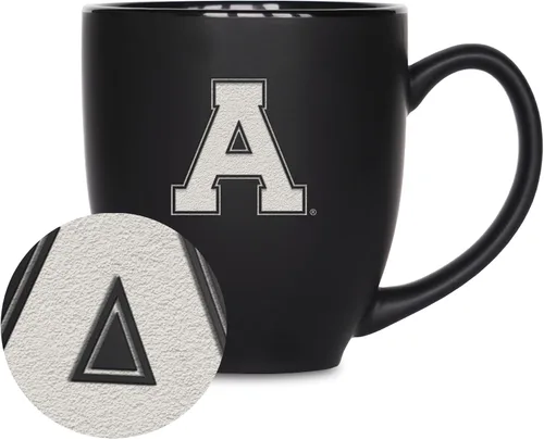 Vista 291 de Rico Industries - Taza de cerámica mate negra con grabado láser estándar de 15oz para NCAA (escuelas T & U) - Para bebidas calientes o frías