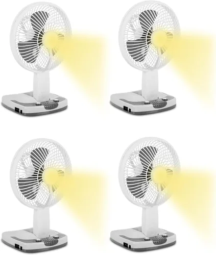 Vista 8 de Technical Pro Adventure Series - Ventilador recargable de escritorio/pared con lámpara de trabajo LED, ventilador ajustable y portátil