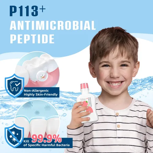 Vista 2 de oh care Enjuague bucal para niños, P113+, péptido, anti caries, enjuague bucal sin alcohol para dientes y encías, higiene bucal segura para recién