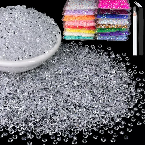 Vista 39 de 15000 diamantes de imitación de resina de 0.079 pulgadas a granel, diamantes de imitación de gelatina redondos negros con parte trasera plana, gemas