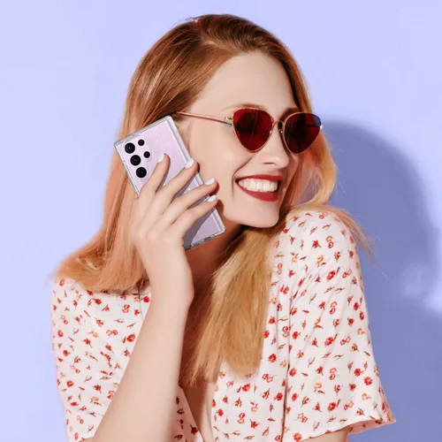 Vista 5 de ULAK Compatible con Funda para Samsung Galaxy S23 Ultra 5G, Resistente de Servicio Pesado a Prueba de Golpes Híbrida Parachoques de TPU Suave Brillo