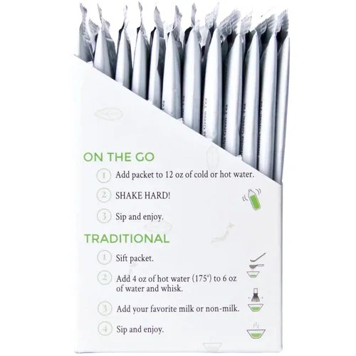Vista 5 de Matcha Kari Sticks + Mini Kit Bundle - 24 palitos y lata ceremonial de 1.06 oz, batidor con soporte, té verde orgánico USDA