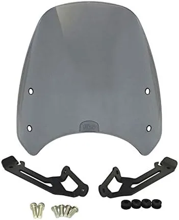 Vista 10 de GLoyer Motorcycle Windshield Windscreen Windshield Fly Screen Shield Wind Deflector with Bracket Compatible with Ducati Scrambler 400 800 2015 2016