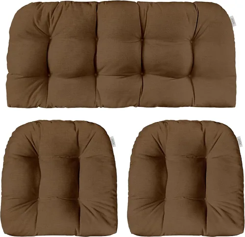 Vista 60 de RSH DECOR: Sunbrella - Juego de 3 cojines de mimbre copetudos 41 x 19 pulgadas y 19 x 19 pulgadas Fabricado con tela de rendimiento Sunbrella