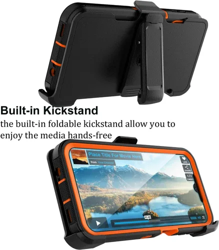 Vista 12 de Funda para teléfono Galaxy A14 5G, para Samsung A14 5G con clip para cinturón con [protector de pantalla incorporado] protector de pie resistente a