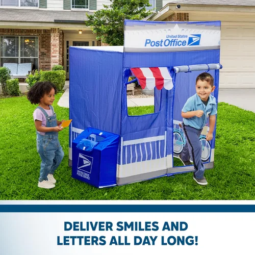 Vista 7 de Kid Trax USPS - Tienda de campaña desplegable Cape Cod Pretend de oficina de correos, juguetes para niños, carpas interiores para niños, juguetes