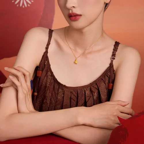 Vista 7 de ZHOU LIU FU Colgantes de oro macizo de 24 quilates, lindo animal caballo y mono, colgante de esmalte solo encanto joyería de oro real para mujeres