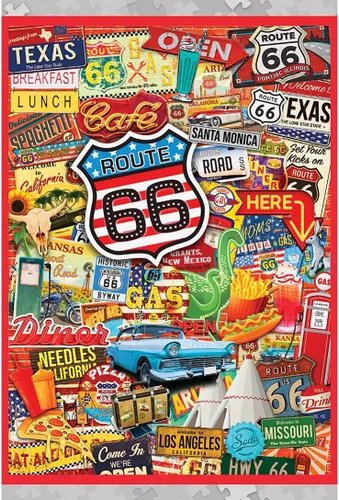 Vista 7 de Masterpieces Rompecabezas de 1000 piezas con estuche de lata coleccionable - Route 66 - 11.25"x16.75