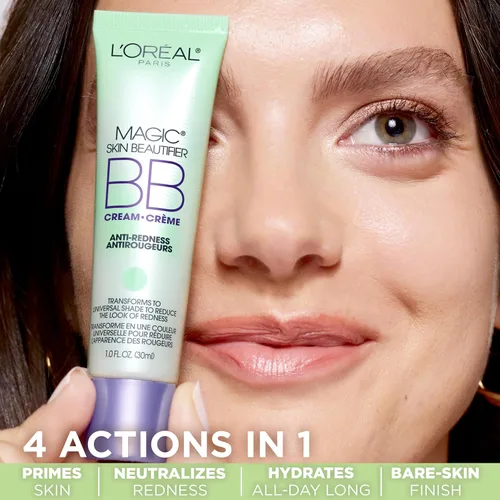 Vista 2 de L'Oréal Paris Makeup Magic Skin Beautifier BB Cream Hidratante tintado, antienrojecimiento, 1 onza líquida, 2