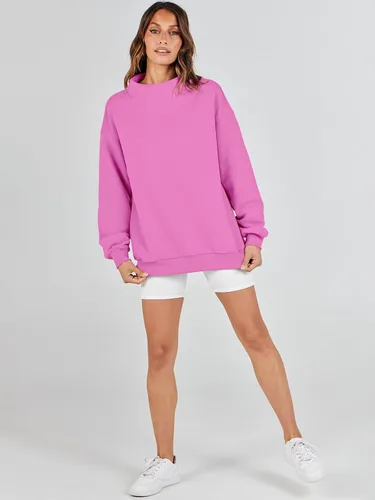 Vista 9 de ANRABESS Sudaderas de gran tamaño para mujer, cuello alto, manga larga, sudaderas con capucha para otoño, ropa 2023