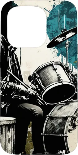 Vista 14 de Black White Drummer Music Lover Drumming Drummer Graphic Case for iPhone 17