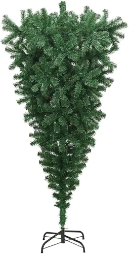 Vista 2 de Upside-Down Artificial Christmas Tree with Stand, Green PVC Tree with Adjustable Branches, Lifelike 7 Ft Centerpiece for Holiday Decor