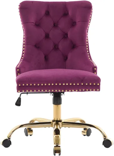 Vista 16 de Silla de escritorio de terciopelo gris con ruedas y base dorada, silla de oficina moderna giratoria cómoda, silla de tocador, silla de tarea, silla