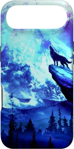 Vista 27 de Funda para iPhone 16 Wolf Mountain Pine Forest Moon Purple Galaxy