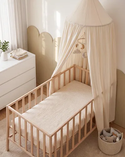 Vista 6 de Blissful Diary Muslin Crib Sheets, 2 Pack, Beige Gingham & Brown Gingham fitted for 52''x28'' crib mattress, soft and breathable cotton, boho