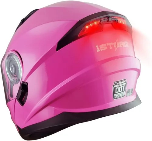 Vista 14 de 1Storm Nuevo Casco Modular de Motocicleta con Visera Dual Cara Completa y Luz Trasera LED Recargable: Modular901 Fibra de Carbon Negro