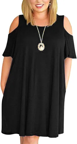 Vista 15 de Kancystore Vestido casual de verano para mujer, talla grande, con bolsillos Albaricoque