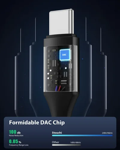 Vista 5 de Stouchi Adaptador USB C a 3,5 mm hembra, cable de conector de audio para auriculares tipo C Hi-Fi para iPhone 17/16/15, Pixel 9/8/7/6, iPad, Samsung