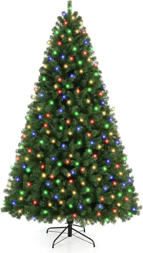 Vista 10 de Árbol de Navidad artificial preiluminado con control remoto, 6 pies Luces verdes y de cambio