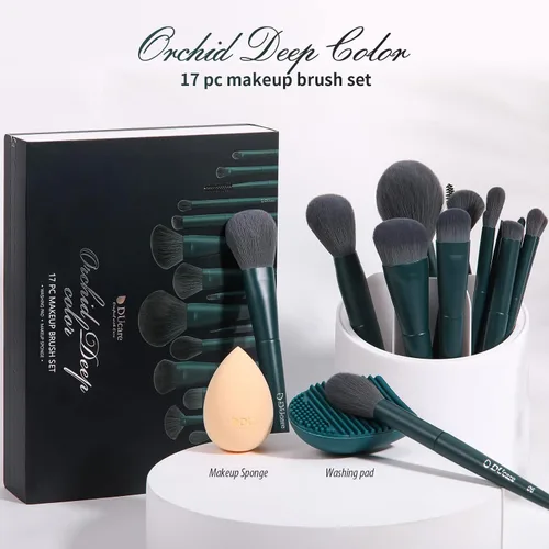 Vista 3 de DUcare Juego de brochas de maquillaje 17 piezas con alfombrilla de limpieza y esponja de maquillaje+peine de pestañas