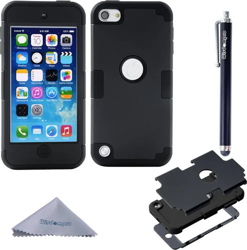 Vista 8 de Wisdompro Funda para iPod Touch 7, para iPod Touch 6, para iPod Touch 5, 3 en 1 híbrida de silicona suave y policarbonato duro Funda protectora