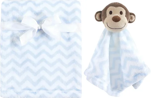 Vista 6 de Hudson Baby Manta unisex de felpa para bebé con manta de seguridad, azul, talla única (paquete de 2)