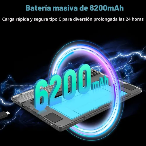 Vista 5 de Tableta, tableta Android 16, 30GB RAM 128GB ROM 2TB TF, tableta de 10 pulgadas con procesador de 8 núcleos, batería 6200mAh, carga rápida, pantalla