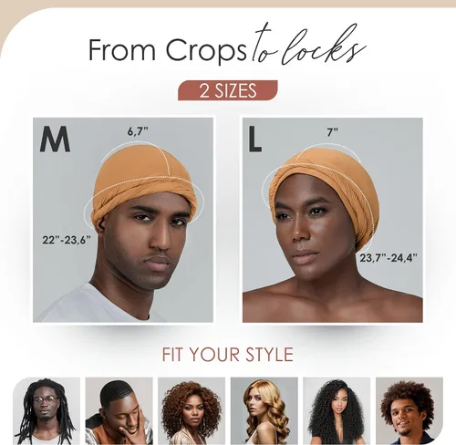 Vista 4 de Turbante Halo con Forro de Satén de Seda Envolvente de Cabeza Preajustado Gorro de Calavera para Hombres y Mujeres Gorro para Dormir Cubierta