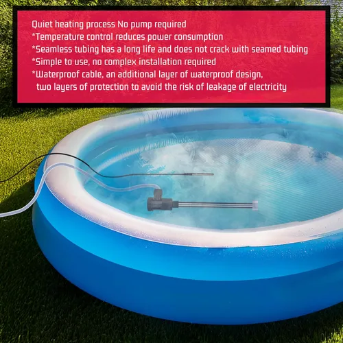 Vista 6 de Calentador de agua de inmersión de 1500 W para piscina y bañera, calentador sumergible eléctrico portátil con control de temperatura y GFCI