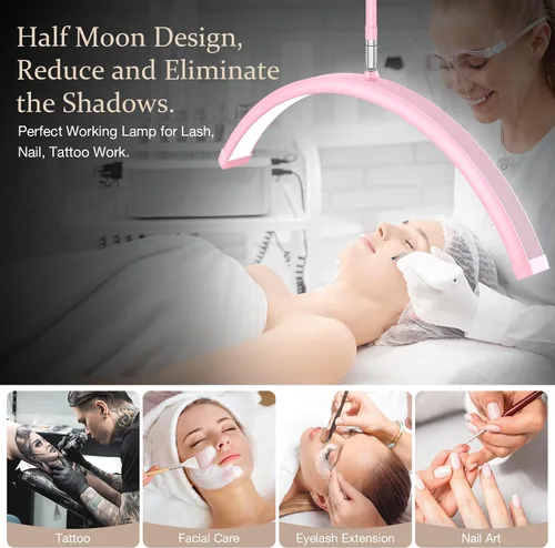 Vista 7 de Mznoo Half Moon - Lámpara de pestañas flexible y ajustable de 23 pulgadas con bandeja de herramientas para extensiones de pestañas, tecnología