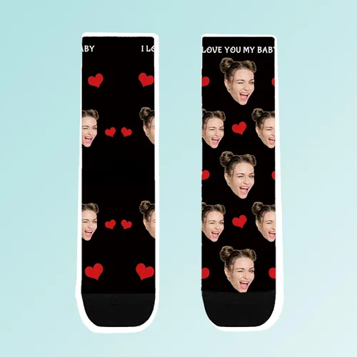 Vista 4 de Bemaystar Calcetines personalizados con foto, calcetines personalizados con imagen, regalos personalizados para el día de San Valentín para novio