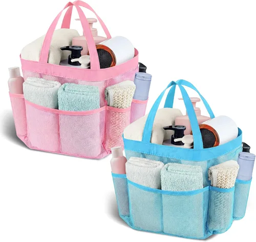 Vista 8 de Attmu Organizador de ducha de malla portátil, de secado rápido, bolsa de ducha colgante para dormitorio universitario, artículos esenciales de gran