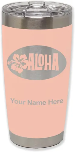 Vista 7 de LaserGram Taza aislada al vacío de 20 onzas, Aloha, grabado personalizado incluido (negro) Engraved Gift, Vacuum Insulated Stainless Steel, Laser
