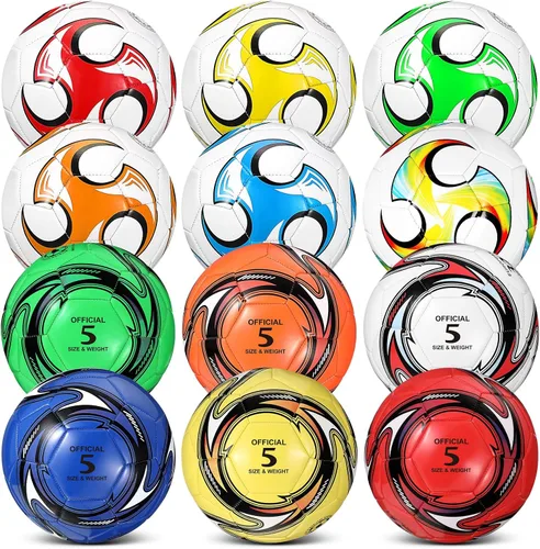 Vista 8 de Seenelling Balón de fútbol a granel con operación de bomba, tamaño 5 para deportes exteriores, bola cosida a máquina, suministros de donación