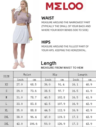 Vista 6 de MELOO Faldas atléticas ligeras para mujer, falda pantalón de rendimiento para golf, tenis, ajuste holgado, falda deportiva para correr, entrenar