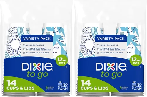 Vista 13 de Dixie To Go Vasos de papel desechables con tapa resistente a fugas, 12 onzas, 60