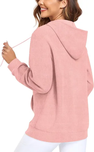 Vista 5 de Anyhold Women's Zip Up Hoodies Long Sleeve Outfits Sweaters Casual Loose Fit Drawstring Jackets Fall Clothes with Pockets