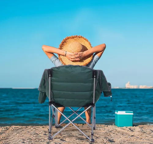 Vista 4 de Nice C - Silla de campamento de gran tamaño, silla deportiva acolchada XL para exteriores (color verde) Outdoor Sports Chair, Lawn Chair, Soccer