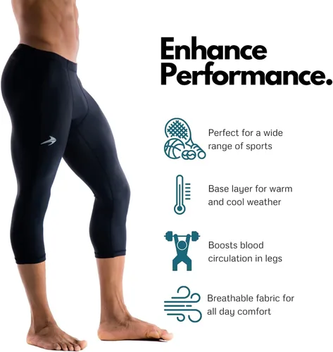 Vista 3 de CompressionZ - Pantalones de compresión para hombre, leggings de correr para hombre, leggings deportivos.