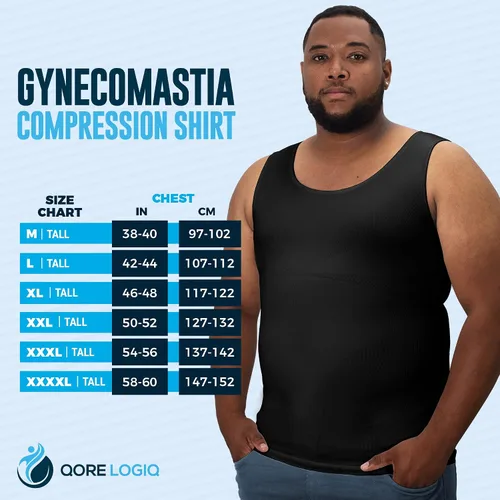 Vista 4 de QORE LOGIQ Gynecomastia - Camisas de compresión para hombre camiseta sin mangas adelgazante moldeador de cuerpo fajas para hombres brasier