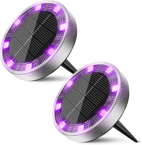 Vista 29 de Peasur Luces solares de suelo para exteriores, paquete de 24 luces planas de disco con energía solar, IP68 impermeable, antioxidante, iluminación