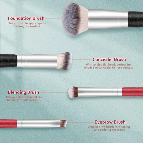 Vista 2 de START MAKERS - Brochas de maquillaje de doble punta para base, 2 en 1, cepillo corrector para cara, cejas, sombra de ojos, para líquidos, polvos