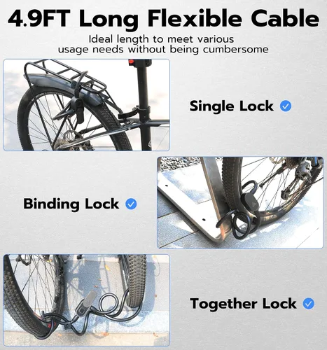 Vista 7 de Anweller Cerradura de bicicleta de huellas dactilares con llave, resistente, antirrobo, resistente a la intemperie, aplicación Bluetooth, bloqueo
